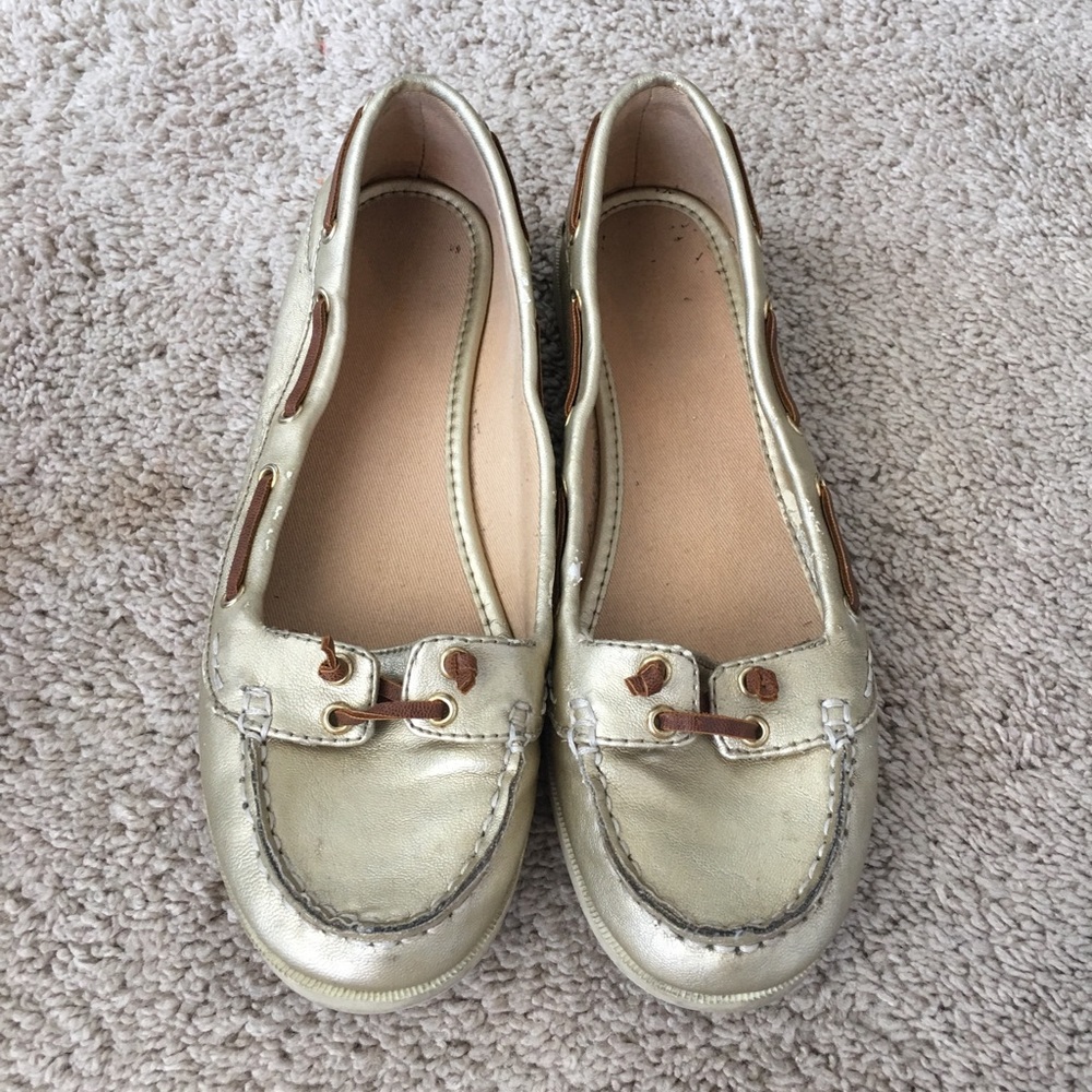 Gold loafers